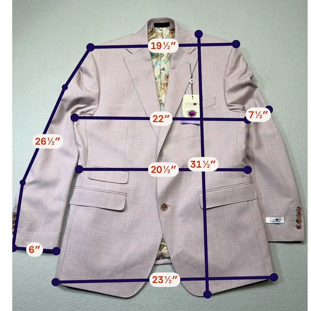 Tayion Collection Mens Regular-Fit Suit Jacket windowpane pink 40R $360